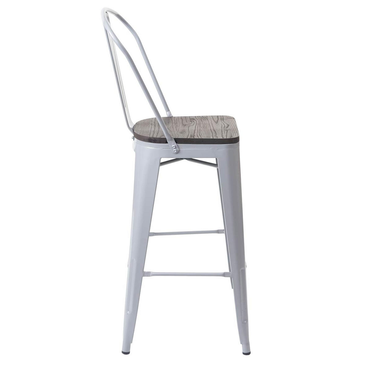 BARHOCKER INKL. HOLZ-SITZFLÄCHE Grau - Grau, Holz (50/117/45cm) - MCW