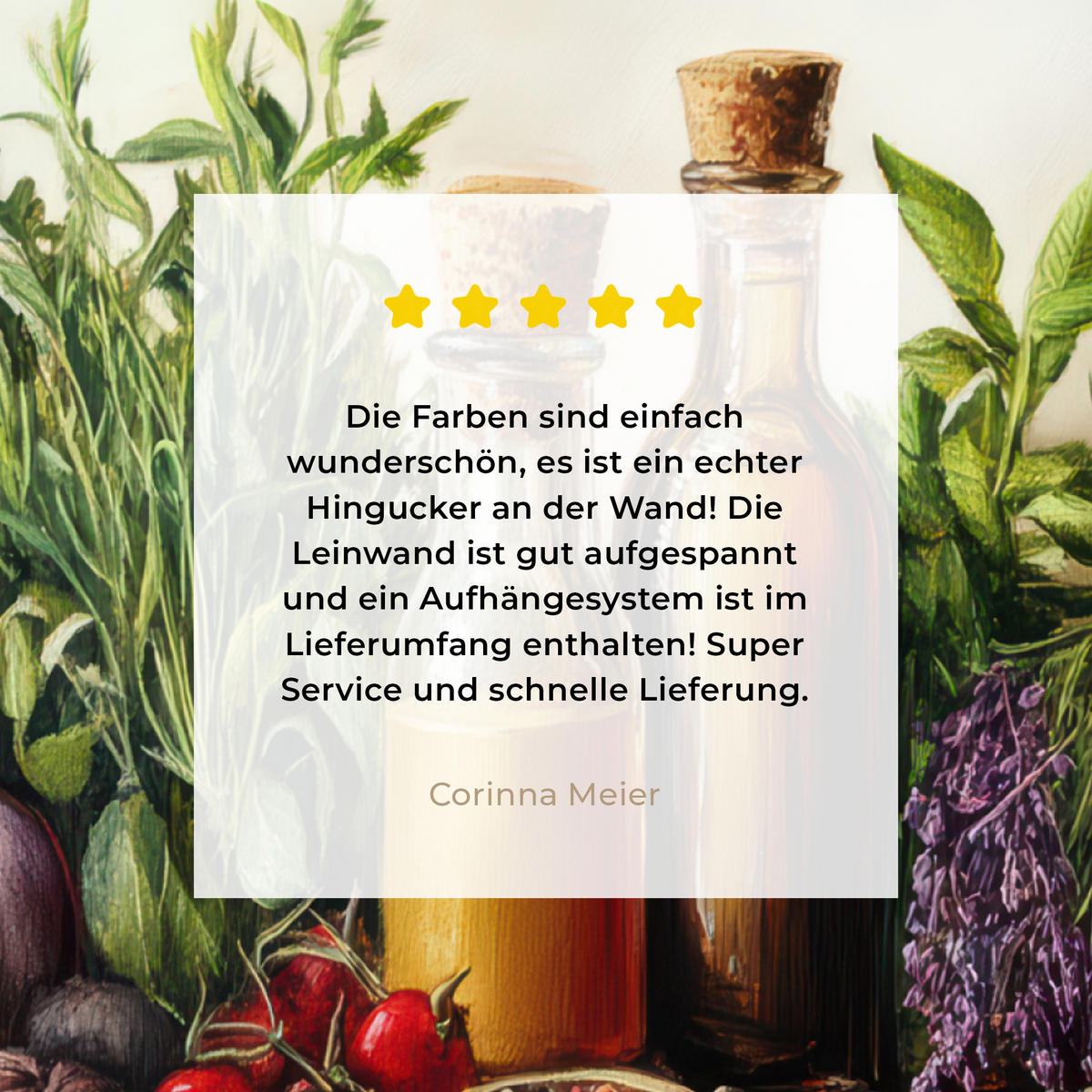 LEINWANDBILD Stilleben - Kräuter - Gewürze - Früchte - Farbenfroh Wandbild Wohnzimmer 50x50 cm - Grün, Textil (50/50cm) - MuchoWow