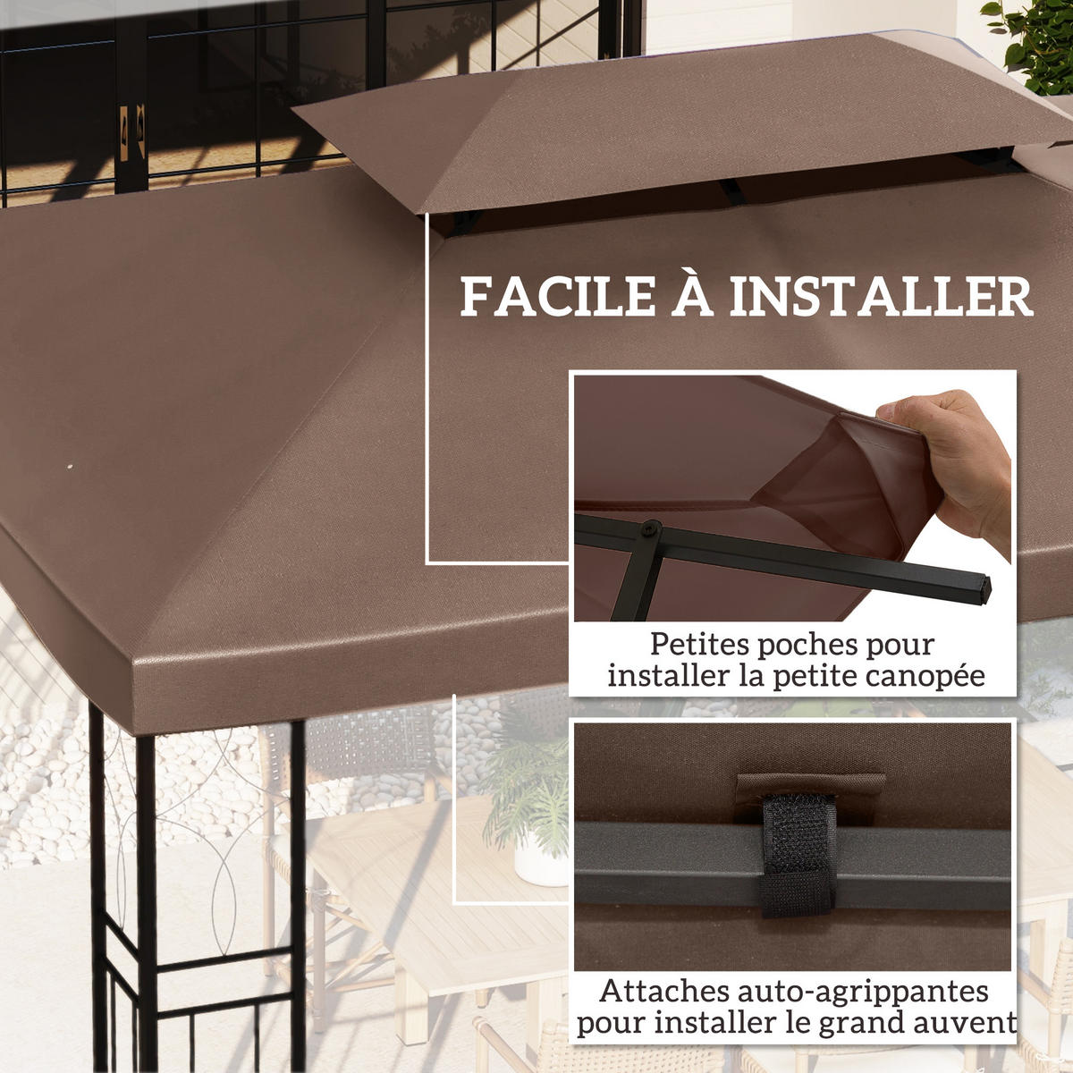 ERSATZDACH für Pavillon DE-12556 3x4 m Braun - Braun, Textil (400/1/300cm) - ComfortXL