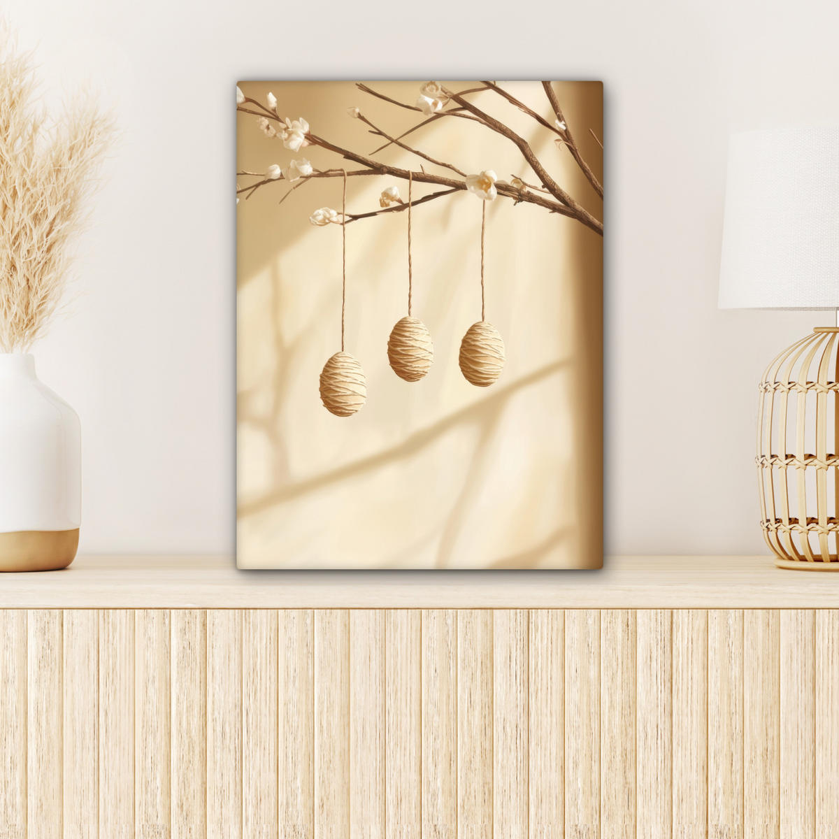 LEINWANDBILD Beige - Osterkuchen - Eier Room Decor 30x40 cm - Beige, Textil (30/40cm) - MuchoWow