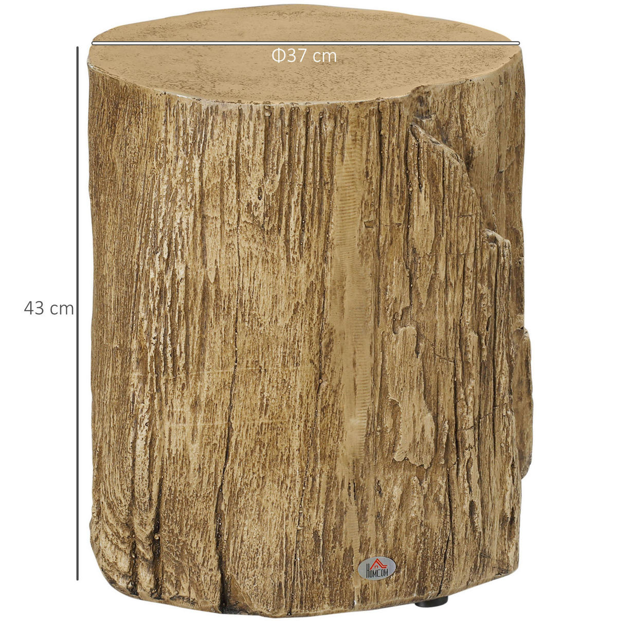 BEISTELLTISCH aus Beton Ø37x43 cm Naturholz in Baumstumpf-Optik mit verstellbaren Füßen - Naturfarben, Stein (37/37/43cm) - IVMEU