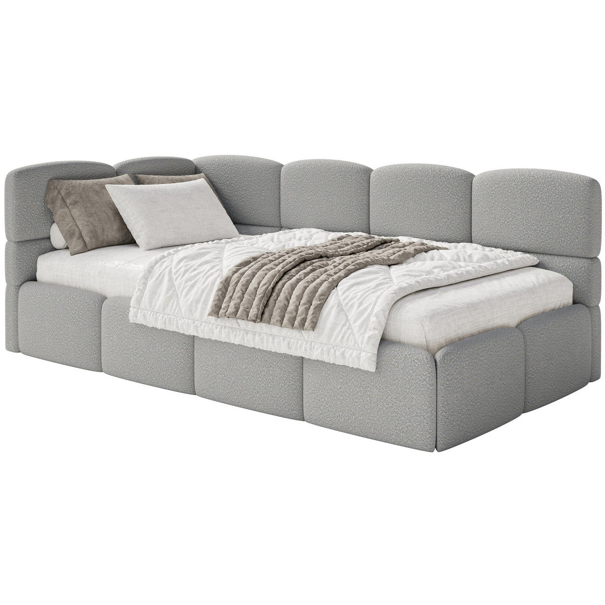 JUGENDBETT Cloudy Grau 120 cm, Bouclé - Schwarz/Grau, Kunststoff/Textil (120/200cm) - Selsey