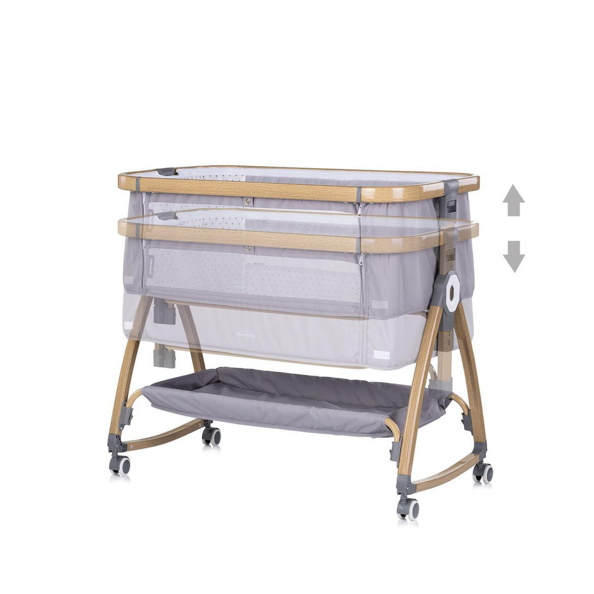 BEISTELLBETT Charisma grau 84 x 49 cm, Wiegenfunktion, höhenverstellbar, Anti-Reflux, Moskitonetz - Grau, Metall (49/84cm) - Chipolino