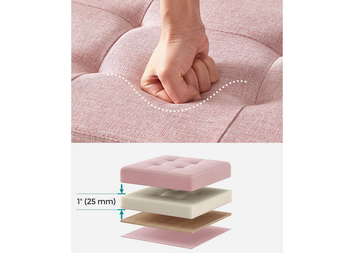 POUF-FALTEN, rosa - Pink, Holz/Textil (38/38/76cm)