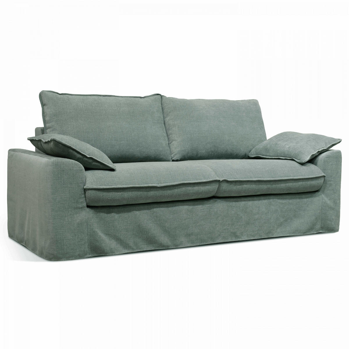 3-SITZER-SOFA, Stoff, Grün/Grau - Grün, Textil (97/88/205cm) - Oviala