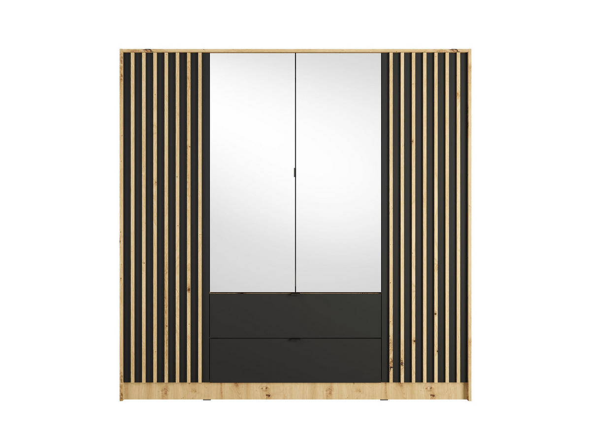 KLEIDERSCHRANK Eiche Artisan, Onyx Schwarz 200/200,5/54,5 - Eiche Artisan, Holzwerkstoff (200/201/55cm) - RAUMHIRSCH FURNITURE