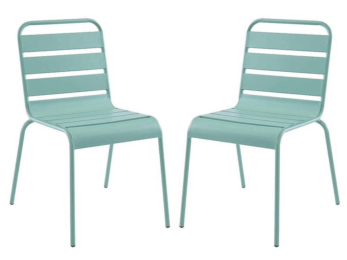 GARTENESSGRUPPE im Set - 2 -Sitzer - Stahl - mandelgrün - MIRMANDE - Grün, Metall - Vente-Unique