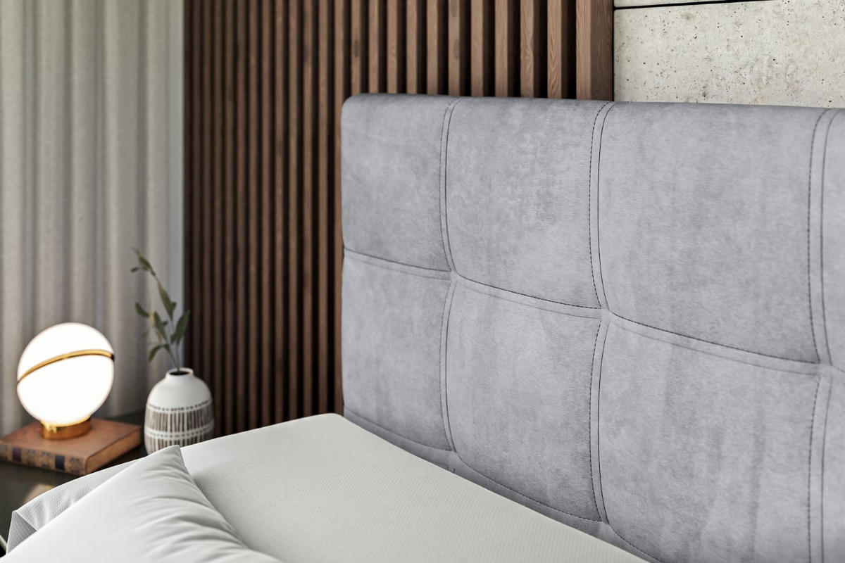 BOXBETT mit Matratze H3 und Lattenrost - MARCE - 160 x 200 cm - Grau - Grau, Holzwerkstoff (160/200cm) - ALTDECOR