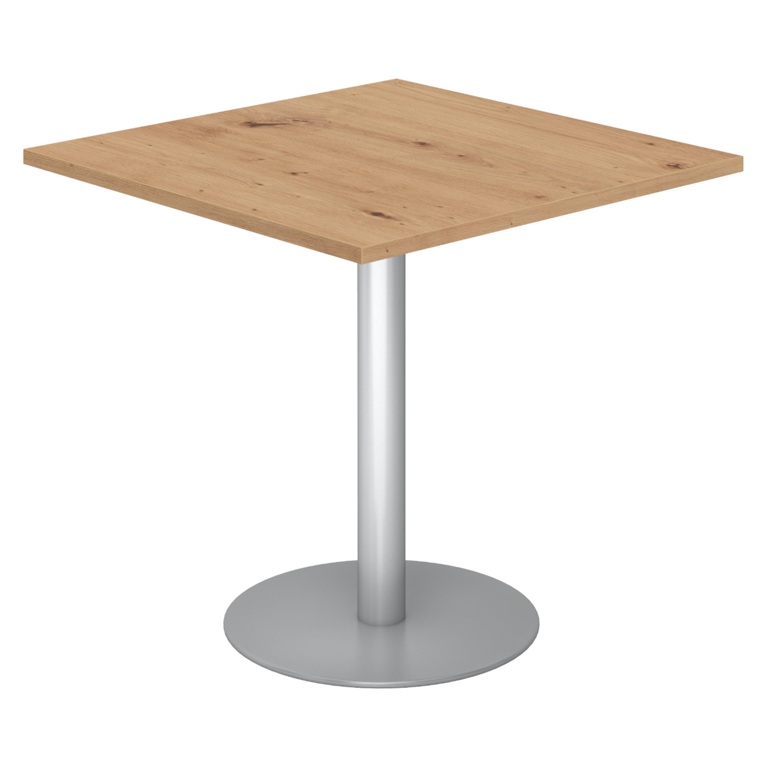 PAUSENTISCH eckig STF 80/80/74,5 cm in Wildeiche/Silberfarben - Wildeiche/Silberfarben, Holzwerkstoff (80/80/74.5cm) - bümö