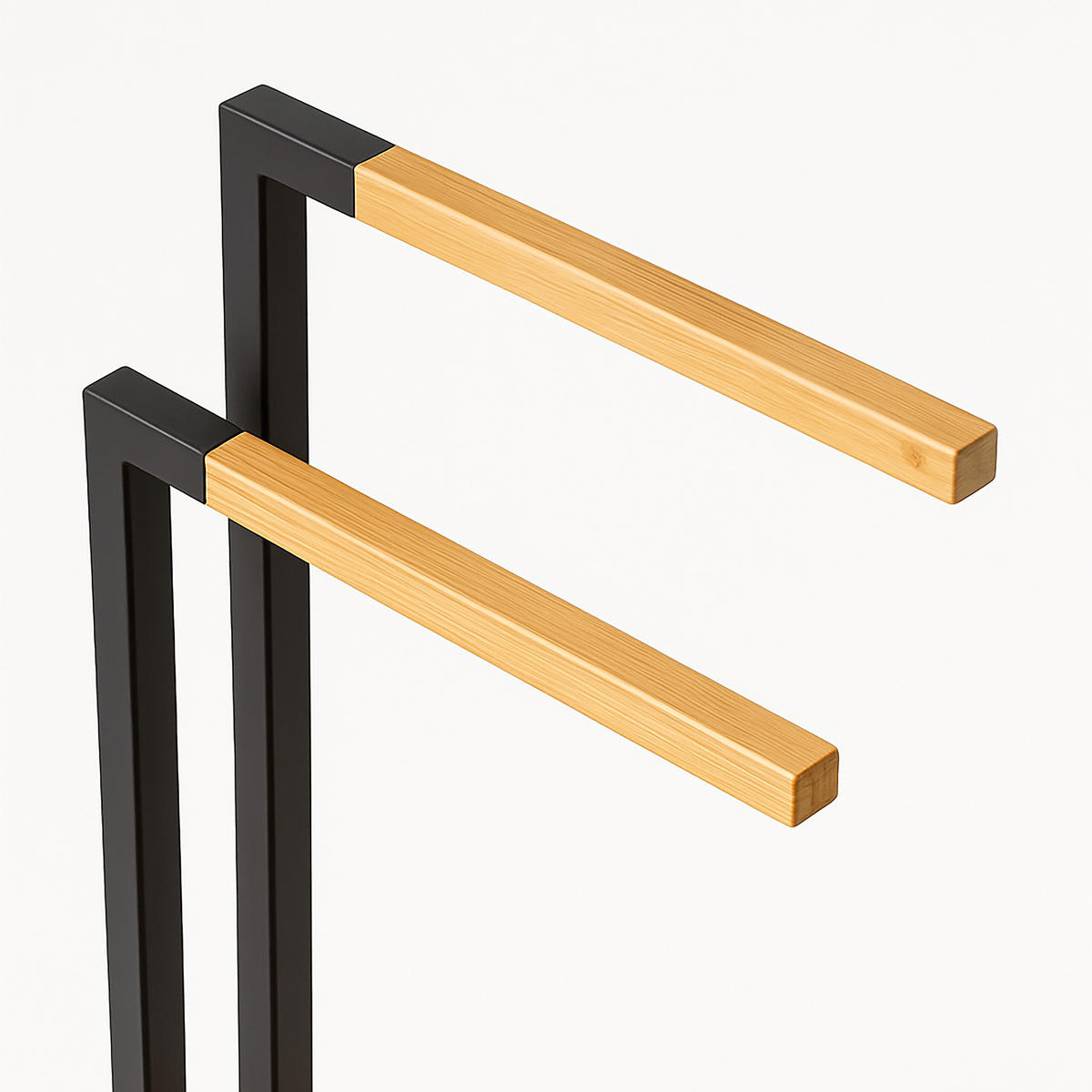 HANDTUCHHALTER - Schwarz, Holz/Kunststoff (38.5/80.5/19.5cm) - Relaxdays