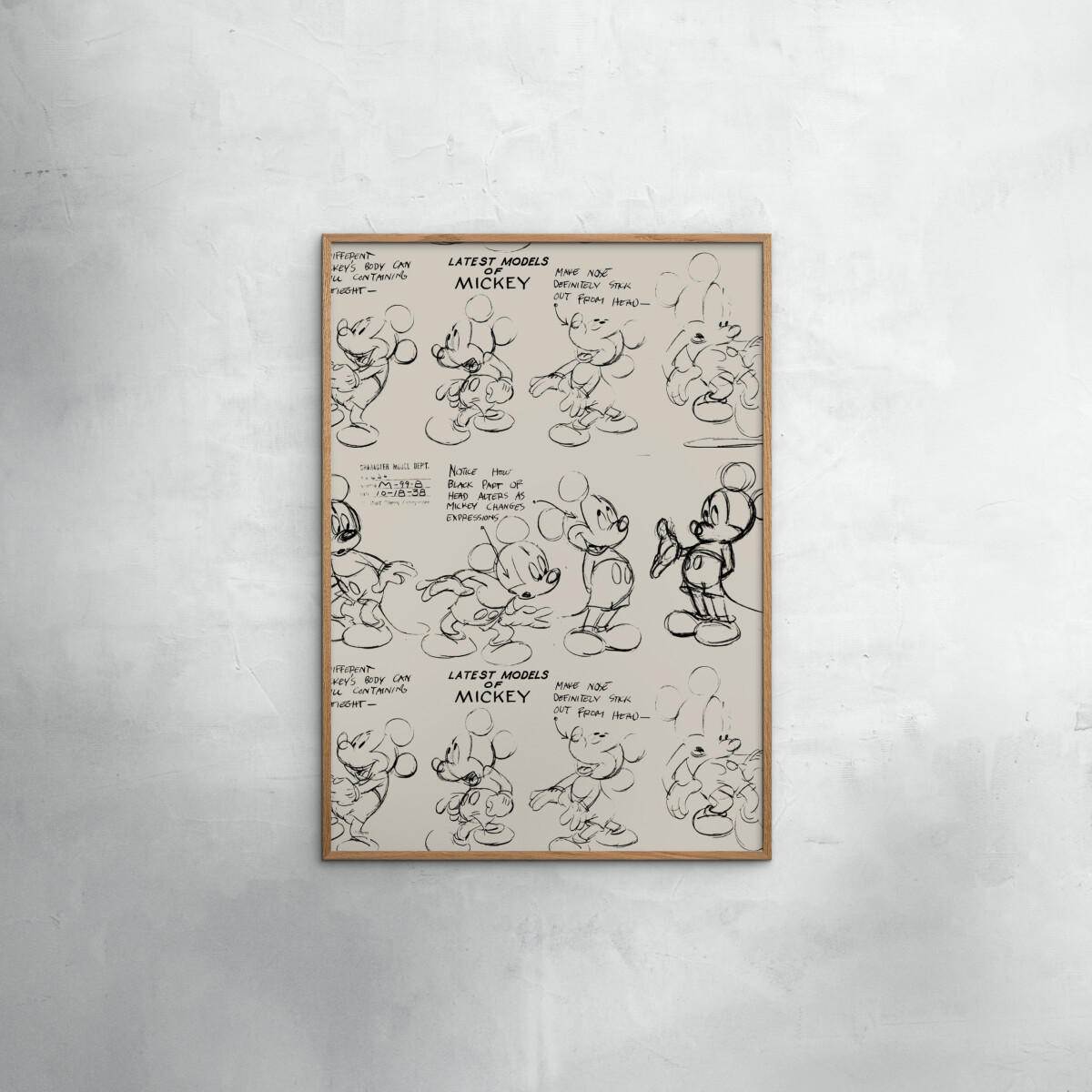 POSTER mit Rahmen Disney - Disney - Mickey Mouse Latest Models of Mickey - Eichefarben/Beige, Holz/Papier (70/100cm) - Poster&Frame