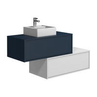 EINZELWASCHTISCH - 94cm x 47cm - Holzspan - marineblau, weiß - TEANA - Blau, Holz (94/32/47cm) - Vente-Unique