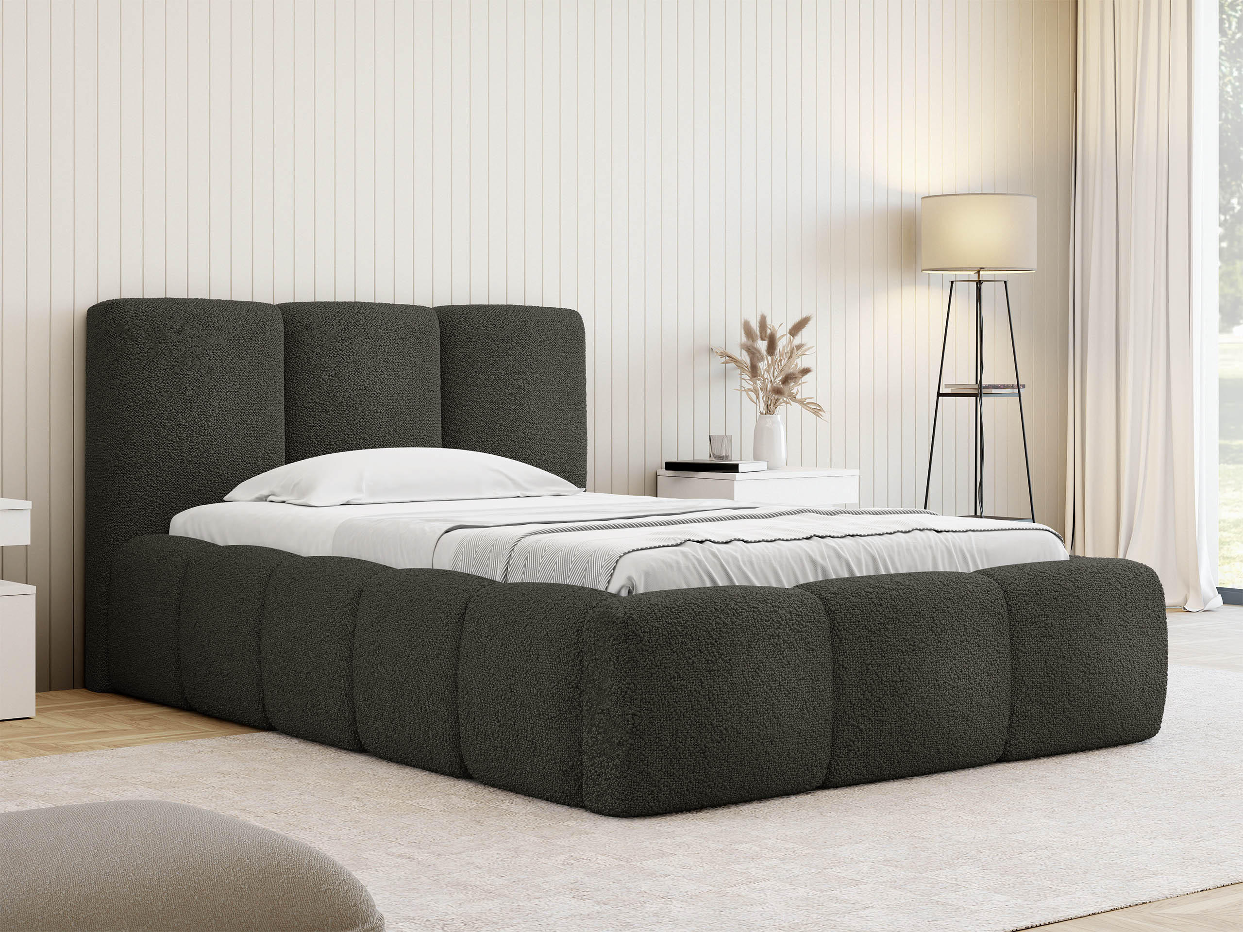 POLSTERBETT Kevson Boucle 90 - Anthrazit, Holz (90/200cm) - MIRJAN24