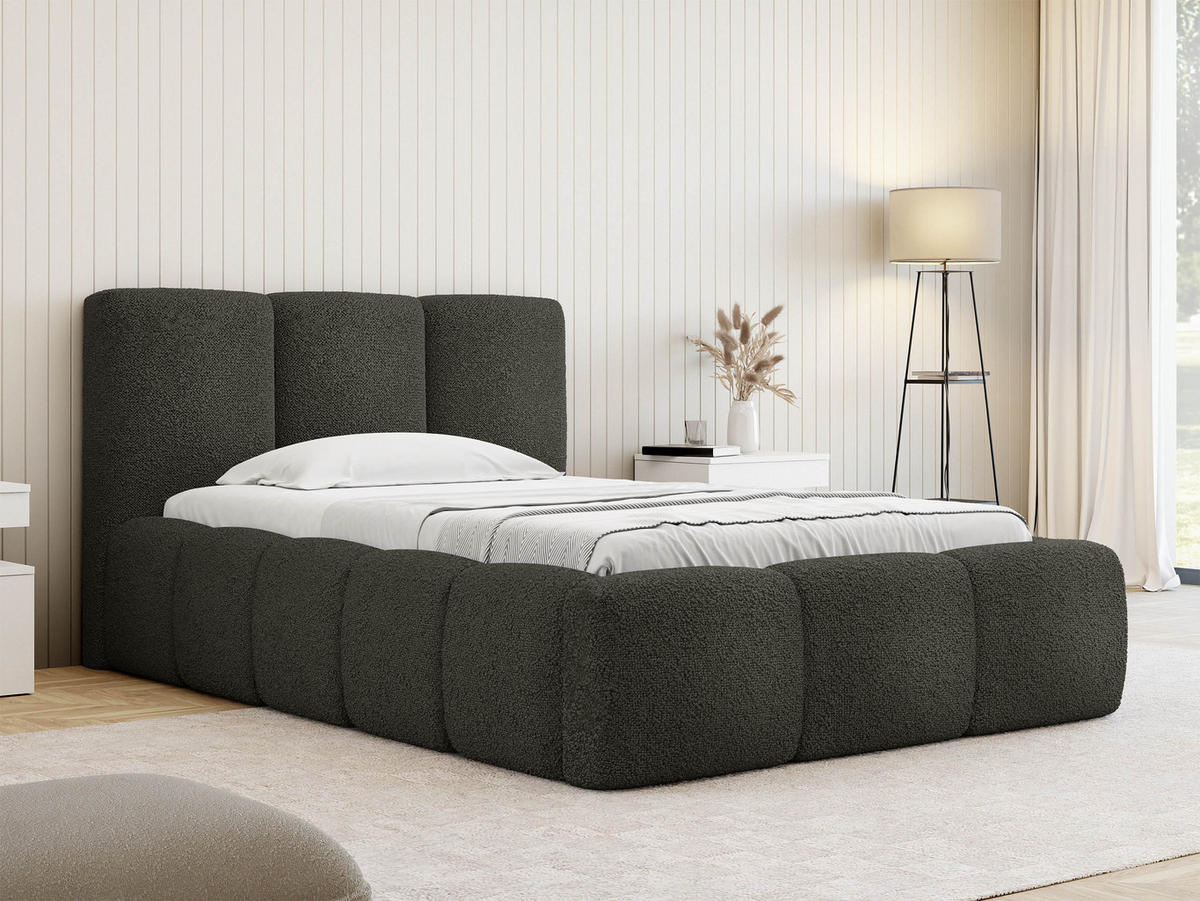 POLSTERBETT Kevson Boucle 90 - Anthrazit, Holz (90/200cm) - MIRJAN24