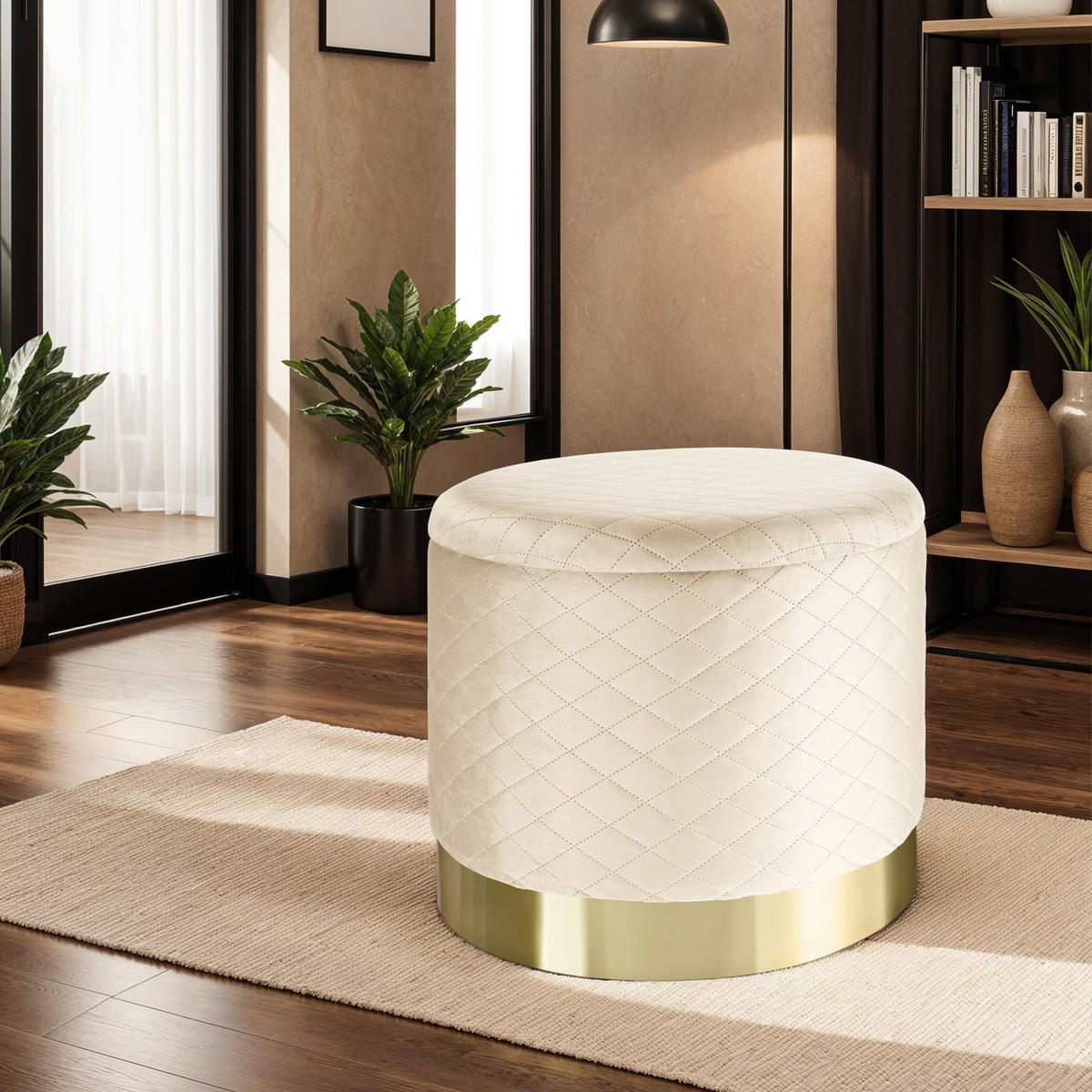SITZHOCKER mit Stauraum Coco,51 x 44,5 cm,creme - Creme, Holz (51/44.5/51cm) - tectake