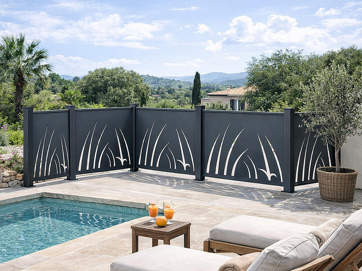 ZAUN - 102.5cm x 7.6cm - Aluminium - anthrazitgrau - BRAMENO - Anthrazit, Metall (102.5/100cm) - Vente-Unique