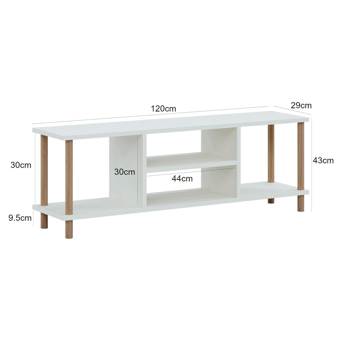 LOWBOARD Ærøskøbing - Weiß, Holz/Holzwerkstoff (120/43/29cm) - [en.casa]