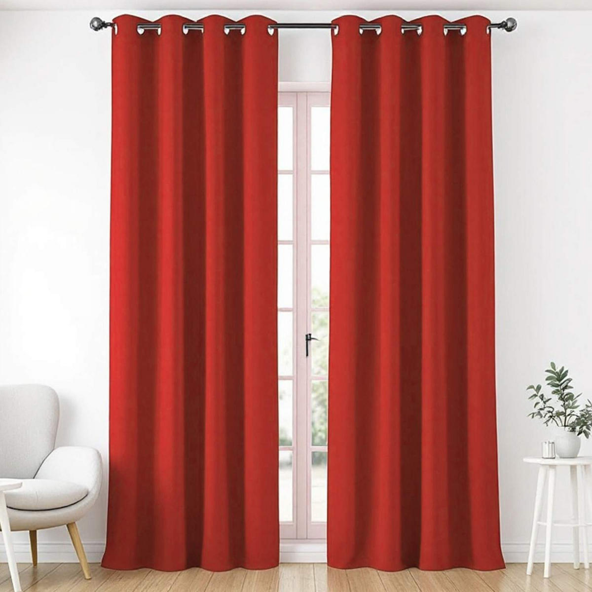ÖSENVORHANG HARP Blickdicht - Rot, Textil (140/0.5/250cm) - Esprit
