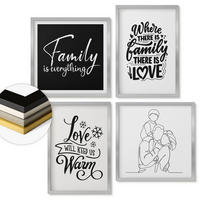 WANDBILDER 4er Set - 50x50 cm & 40x60 cm Silberner Rahmen - Familie, Liebe, Wärme, Zuhause - Silberfarben, Kunststoff (50/50cm) - ArtPrintCave
