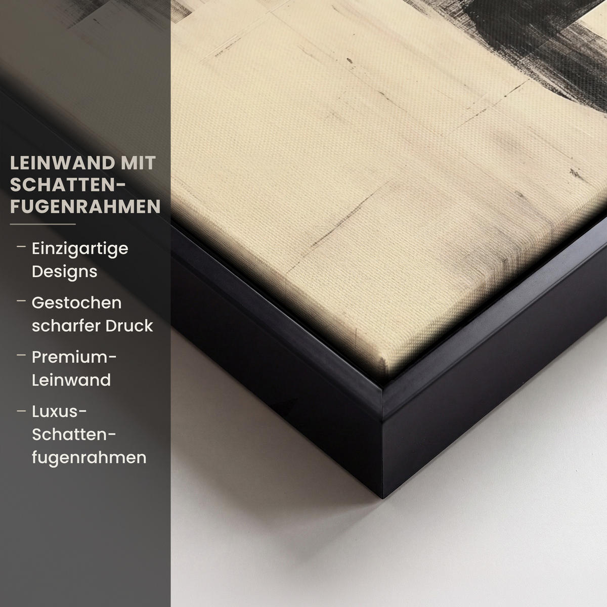LEINWAND Bilder mit Rahmen - Kreise - Balken - Schwarz - Abstrakt - 30x20 - Schwarz, Textil (30/20cm) - MuchoWow