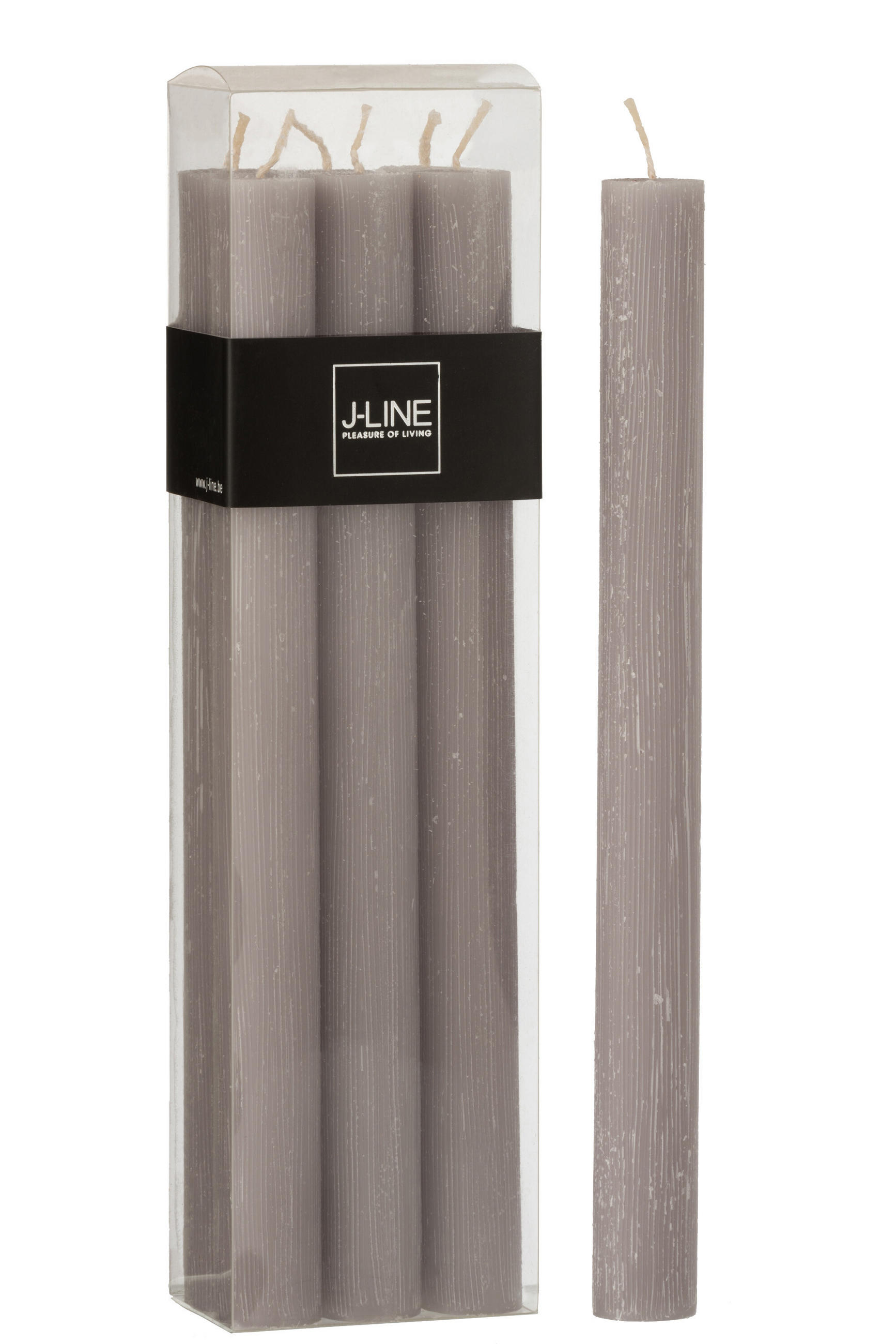DUFTKERZE AURA - Dunkelgrau - 9 Std. - 6er set - Grau, Paraffin (4.5/24/7cm) - J-Line