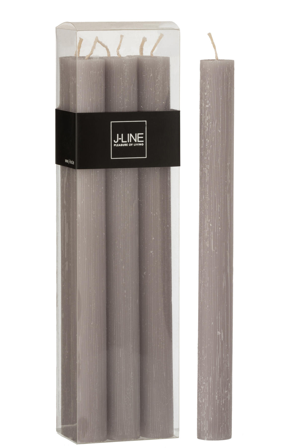 DUFTKERZE AURA - Dunkelgrau - 9 Std. - 6er set - Grau, Paraffin (4.5/24/7cm) - J-Line