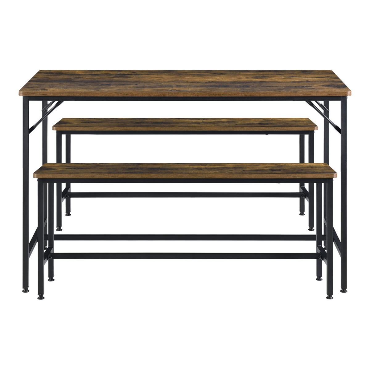 TISCHGRUPPE Pajala - Dunkelbraun/Schwarz, Holzwerkstoff/Metall (120/75/60cm) - [en.casa]