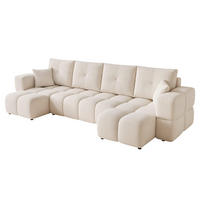 WOHNLANDSCHAFT BUENO mit Schlaffunktion und Bettkasten Creme - Creme, Holzwerkstoff/Kunststoff (318/148cm) - Idohome