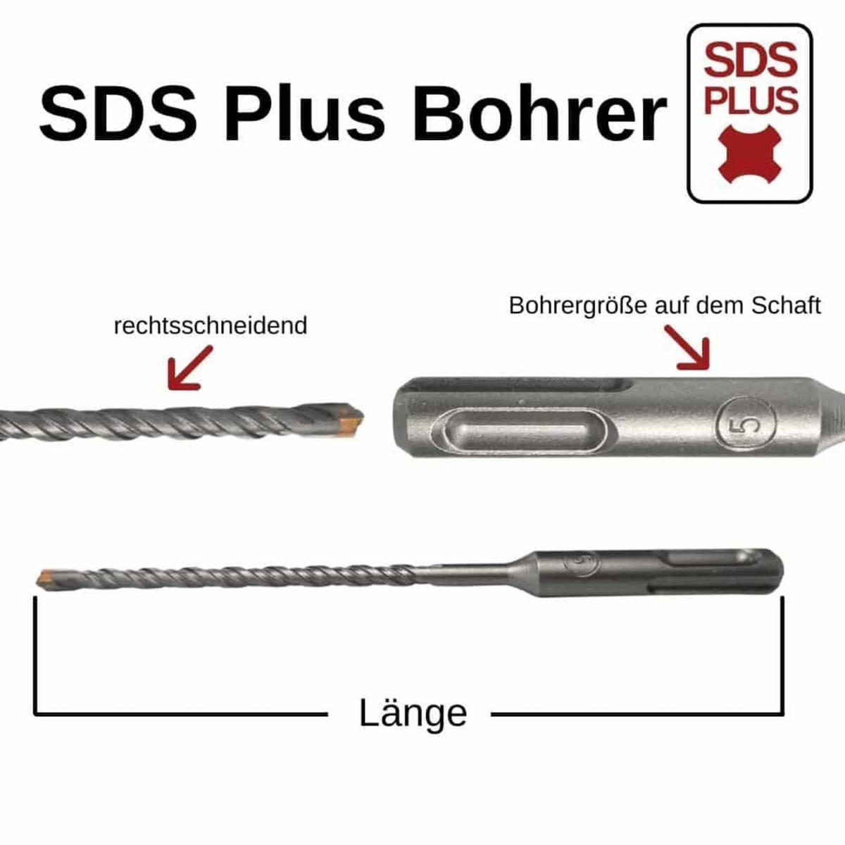 STEINBOHRER SDS Plus, 4 Schneider, Ø 10.0mm x 260mm - Edelstahlfarben, Metall (30/2/2cm) - KLASEBO