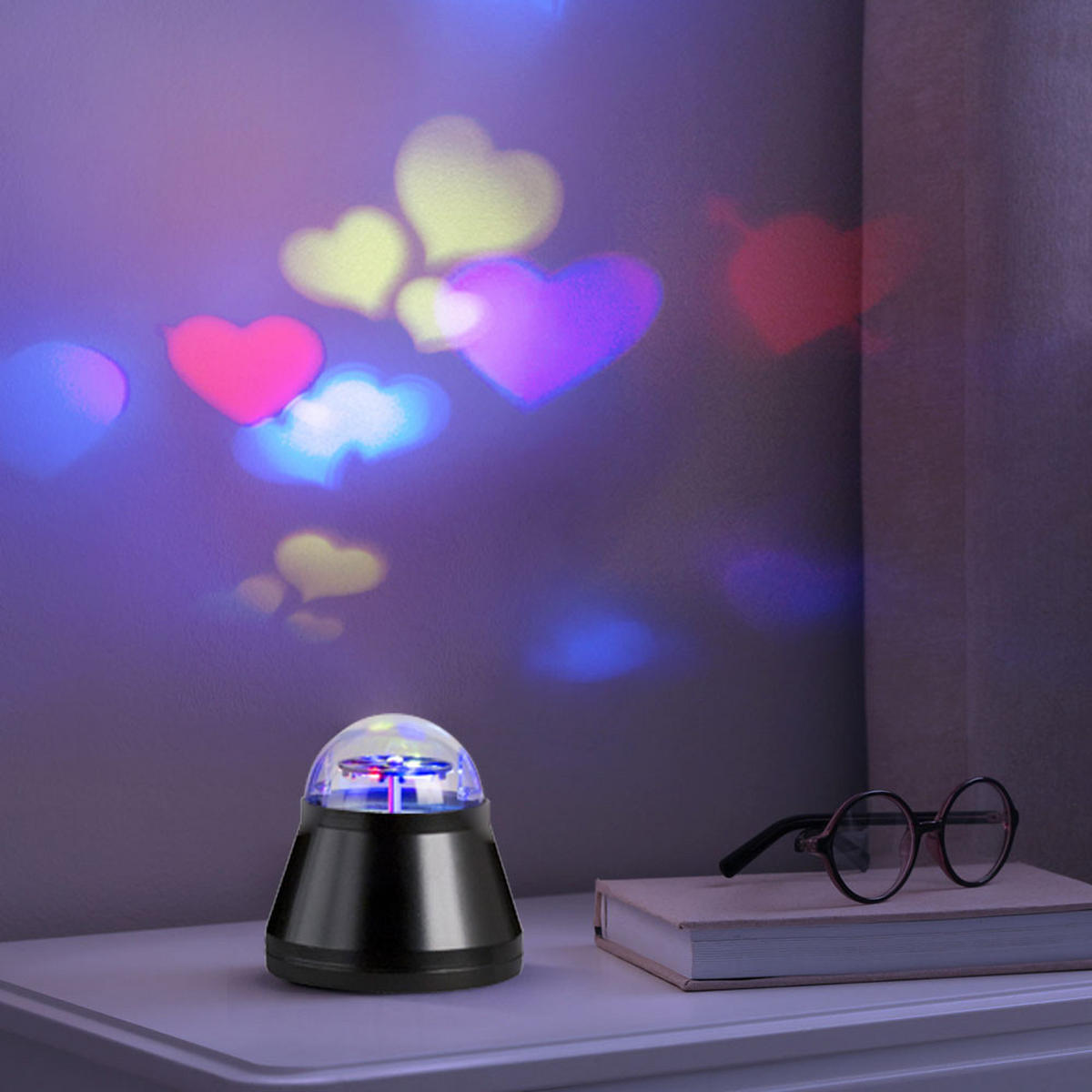 LED DEKOLEUCHTE Herzen Schwarz Bunt 2er Set - Schwarz, Kunststoff (10/10/10.5cm)