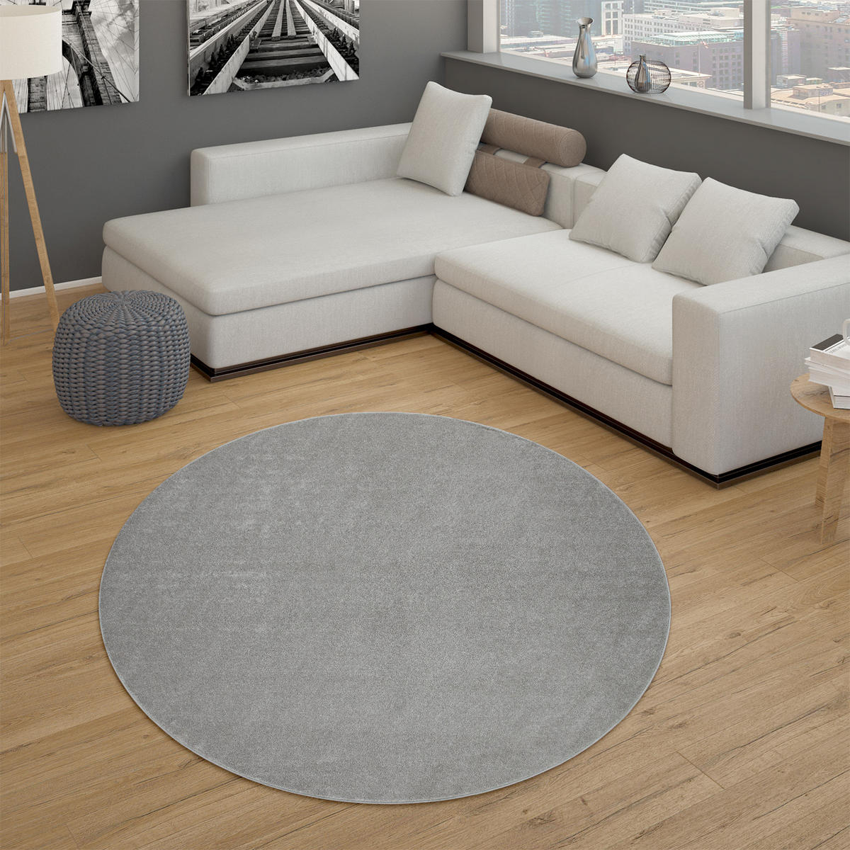 KURZFLORTEPPICH 200/200 cm Porto 890 - Silberfarben, Textil (200/200cm) - Paco Home