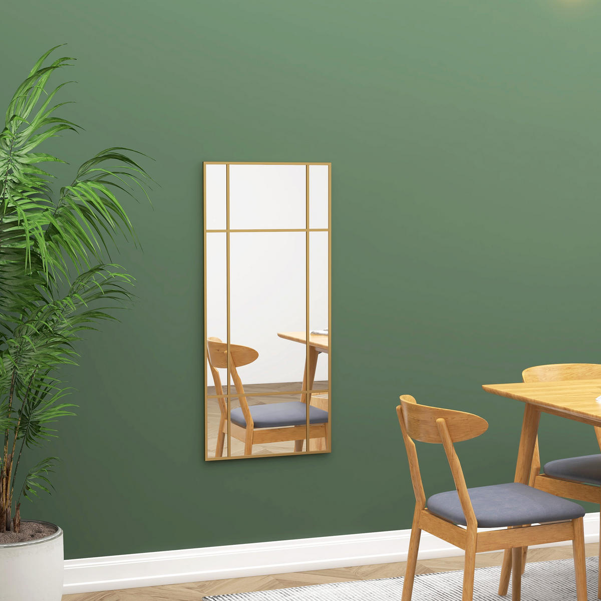 WANDSPIEGEL 110 x 50 cm dekorativer Spiegel mit Metallrahmen für Schlafzimmer - Goldfarben, Glas (2/50/110cm) - HOMCOM