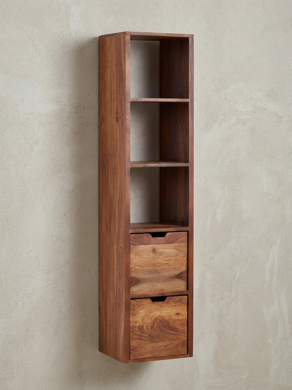 WANDREGAL Massivholz Modern Stil Flexibel mit 5 Ablagen und 2 Schubladen - Braun, Holz (35/150/30cm) - KADIMA DESIGN