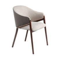 STUHL Kunstleder aus beigem Stoff und dunklem Nerz 56/60/78 cm - Fango/Beige, Leder/Holz (56/78/60cm) - ANGEL CERDA