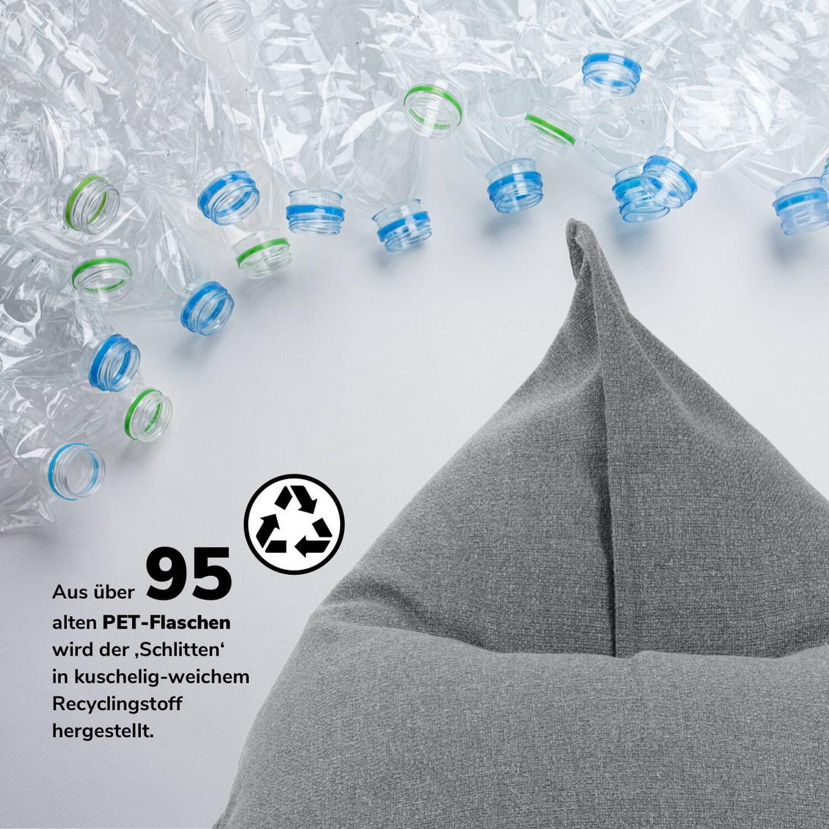 SITZSACK Der Schlitten - Grau, Textil (110/105/110cm) - Mokebo