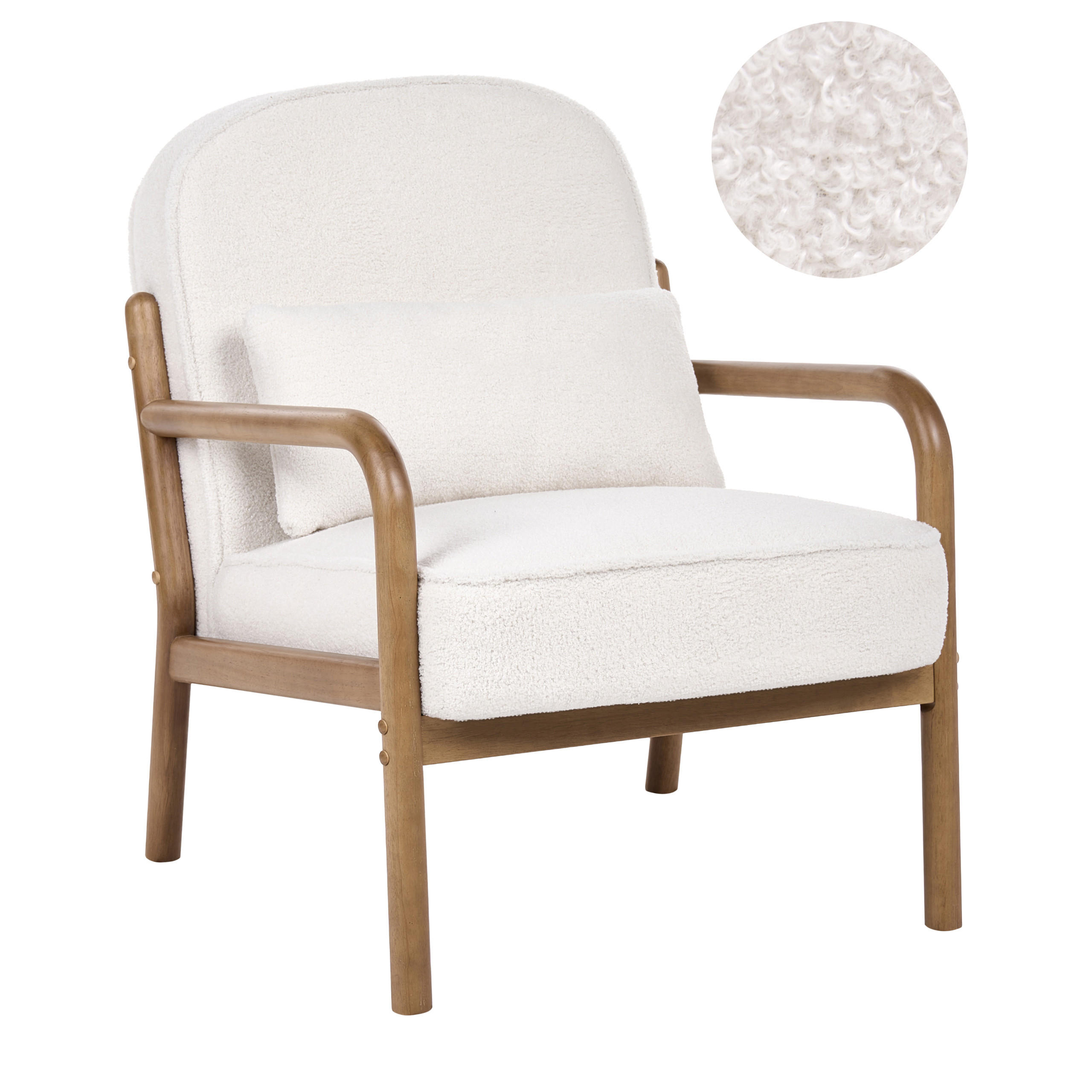 SESSEL Bouclé Cremeweiß Selde - Hellbraun/Weiß, Textil (67/82/82cm) - Beliani
