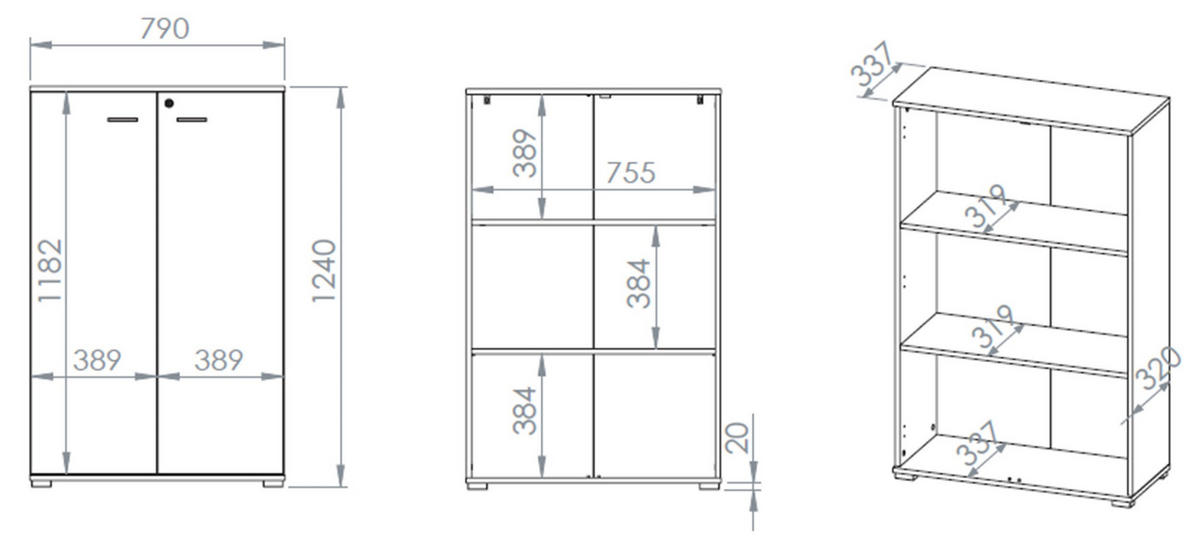 HIGHBOARD Odelis 2-türig 79 cm - Beige/Schwarz, Holzwerkstoff/Kunststoff (79/124/33.7cm) - Selsey
