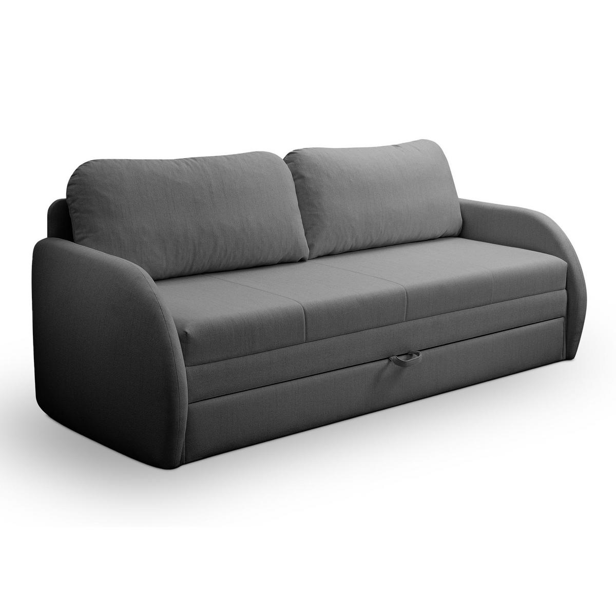 SCHLAFSOFA Diego dunkelgrau - Dunkelgrau/Schwarz, Kunststoff/Textil (221/90/91cm) - Selsey
