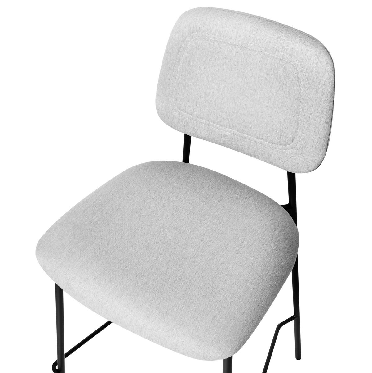 BARSTÜHLEN 2er-Set Hellgrau Duette - Hellgrau/Schwarz, Textil (45/96/48cm) - Beliani