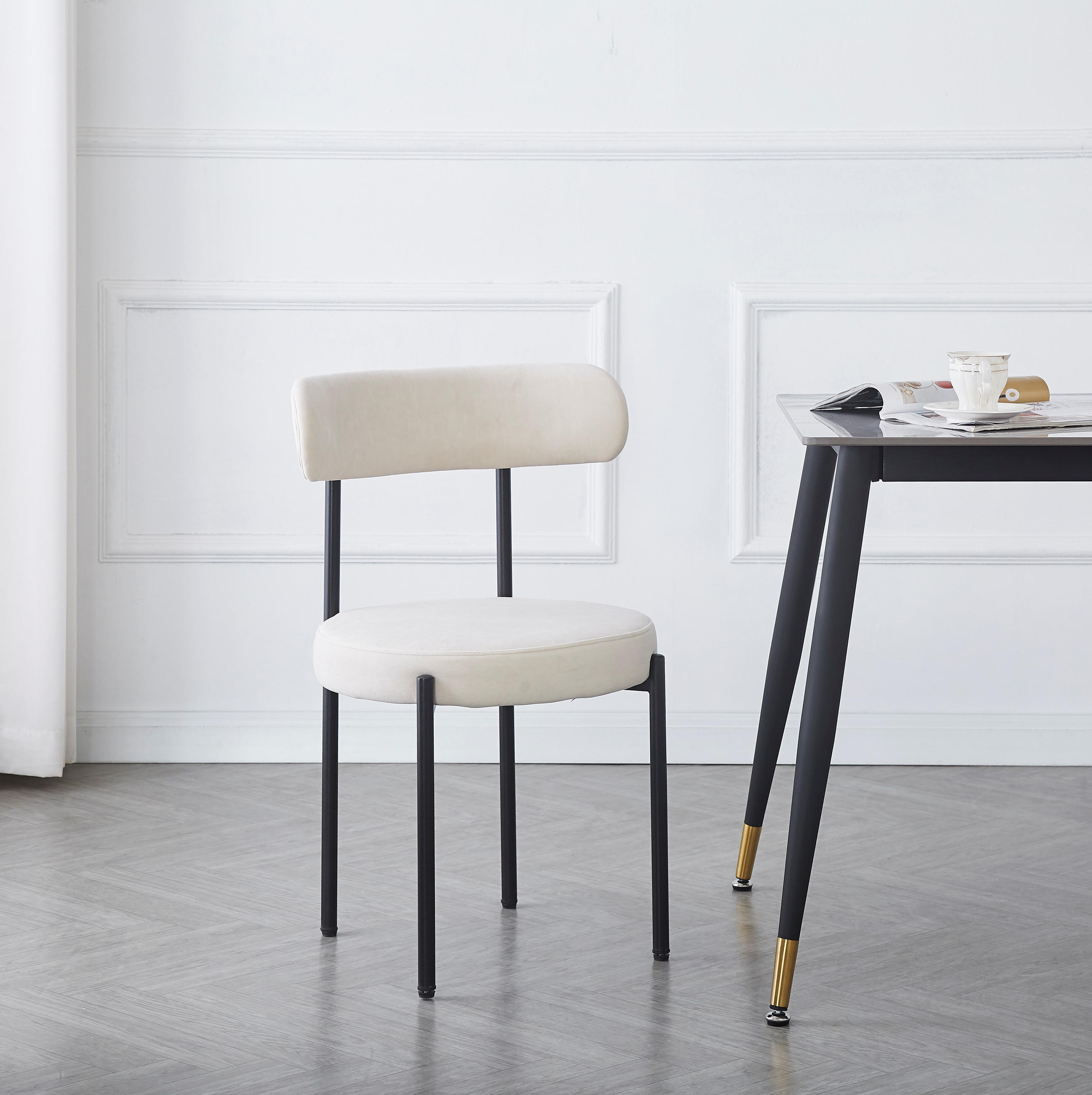 STUHL 2er-Set Samt Beige - Beige, Textil (47/79/48cm) - Nordlys