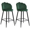 BARHOCKER 2er-Set Metallfüße, Samt, grün - Schwarz/Grün, Holzwerkstoff/Textil (50/101/55cm) - Urban Meuble