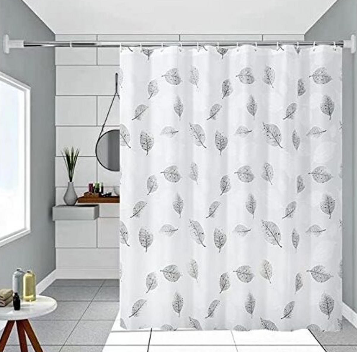 DUSCHVORHANG schimmelresistent verstärkt PEVA Stoff waschbar mit Haken für Badewanne Badezimmer - Weiß, Kunststoff (180/180cm) - MCBOSON