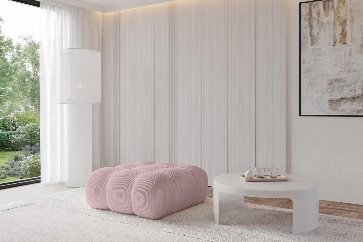 TABURET OLEA-PUF 91x87x44 cm Růžová Manšestr - růžová/černá, kompozitní dřevo/textil (91/44/87cm) - ALTDECOR