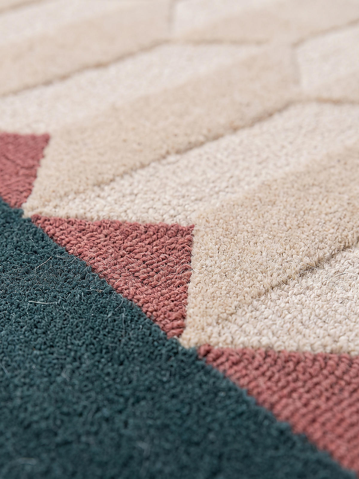 WOLLTEPPICH handgetuftet DARENT, Wabenmuster, Petrol, 200 x 290 cm - Türkis, Textil (200/290cm) - KADIMA DESIGN