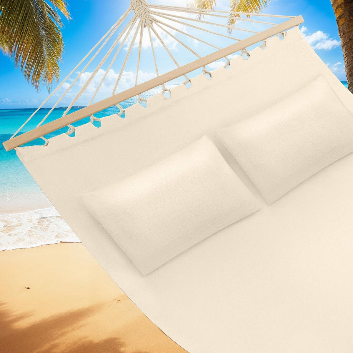 HÄNGEMATTE Eden,230 x 145 cm,beige - Beige, Kunststoff (150/2.5/325cm) - tectake