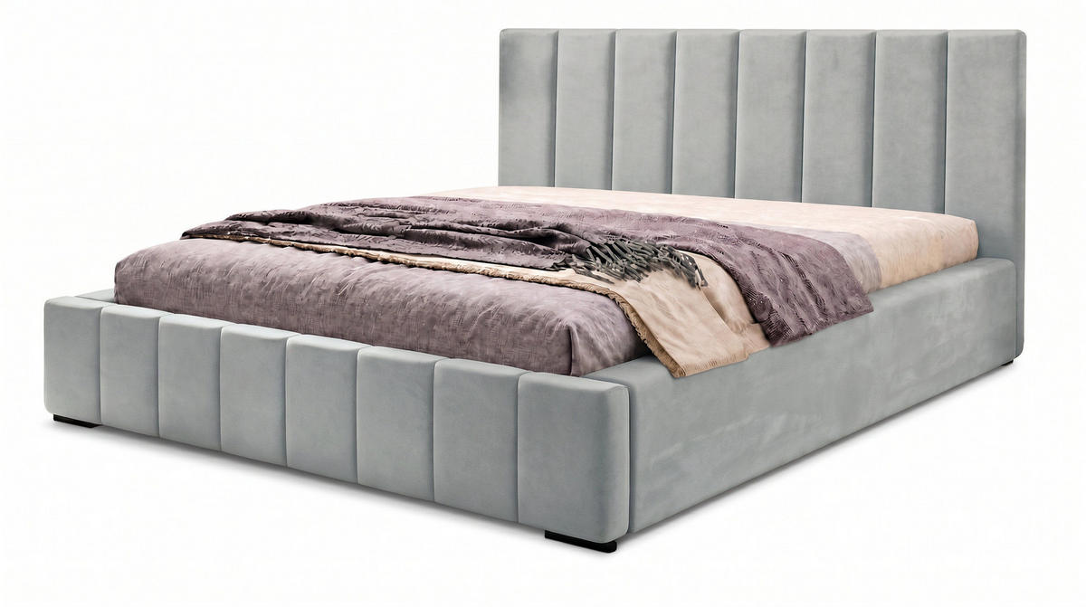MARPUR Polsterbett NERO 180x200 cm mit Bettkasten und Lattenrost, Silber - Chromfarben/Silberfarben, Holz/Holzwerkstoff (180/200cm) - Marpur