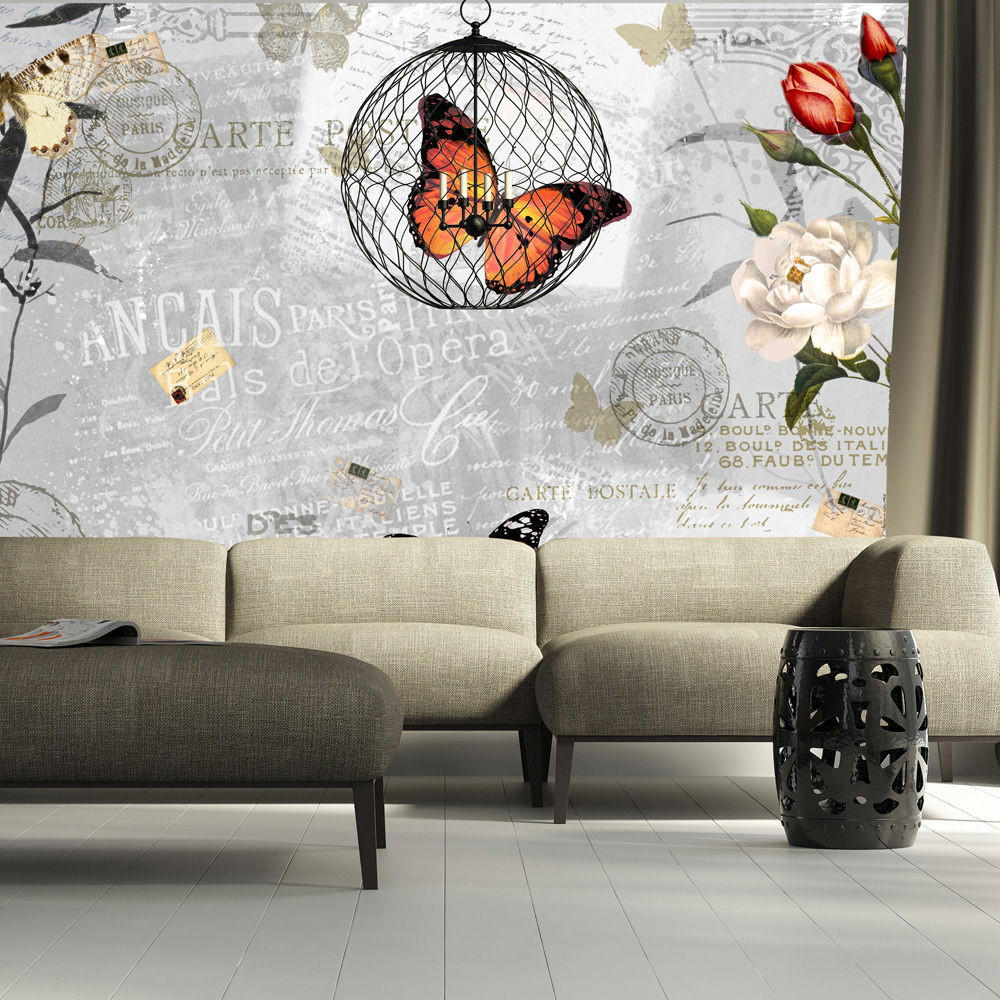 VLIESTAPETE Grau 250/175 cm - Orange/Grau, Textil (250/1cm) - KUNSTLOFT