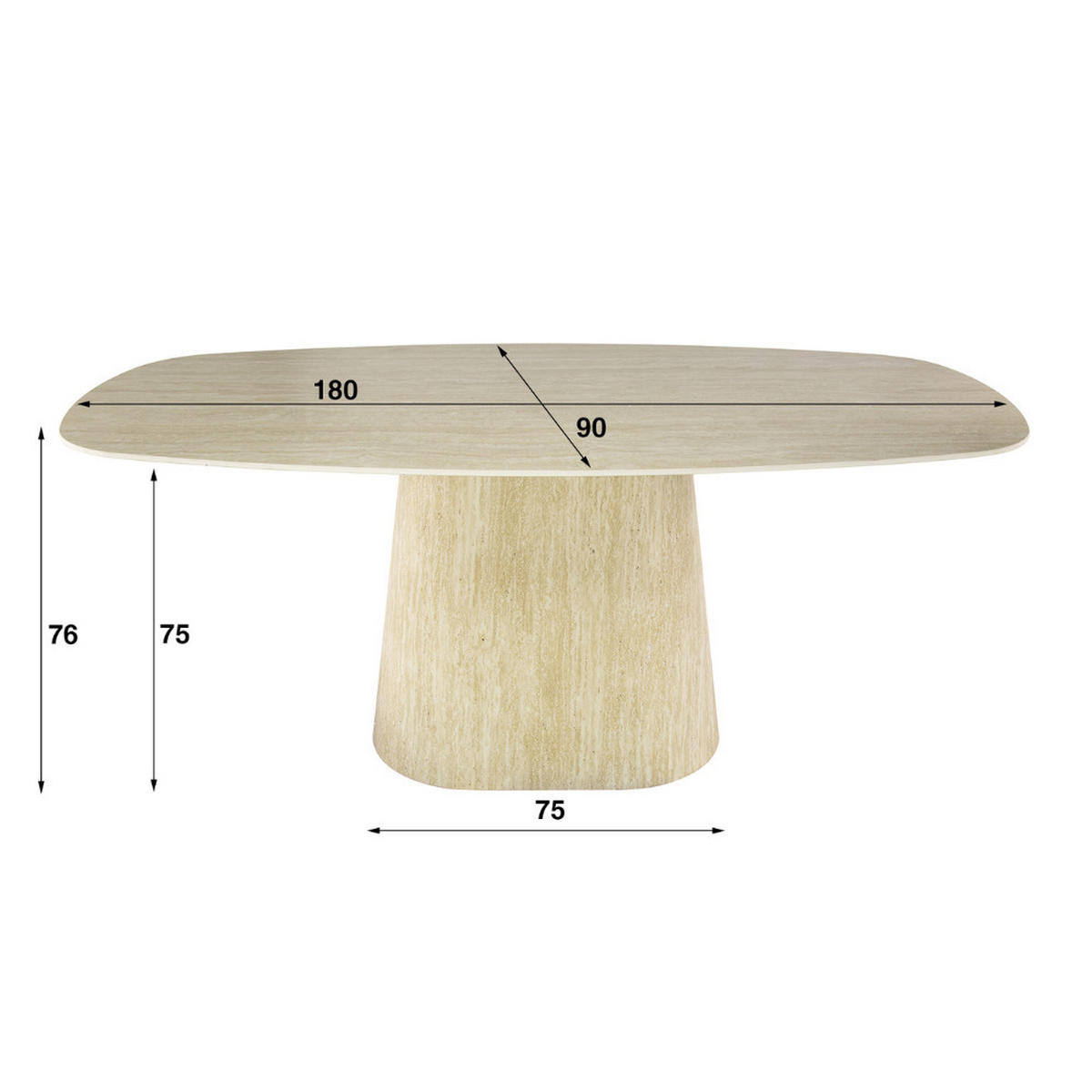 ESSTISCH CENTRO Beige Travertin Optik 180cm - Beige, Keramik (180/90/76cm) - alesvelt