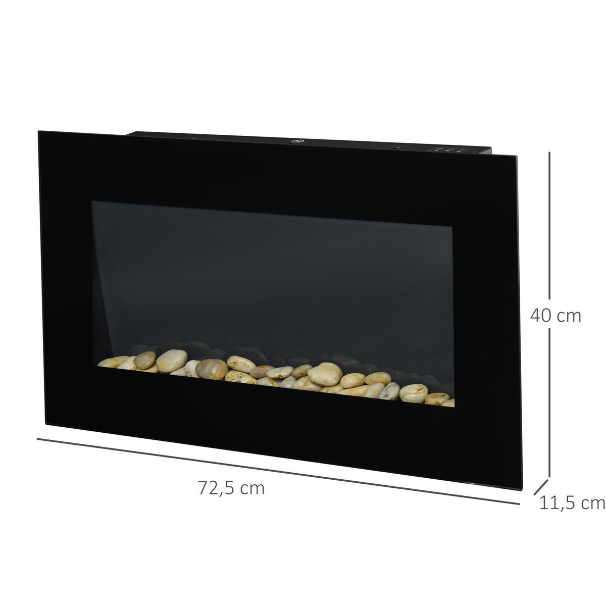 ELEKTROKAMIN 1000/2000W - Schwarz, Metall (11.5/40/72.5cm) - HOMCOM