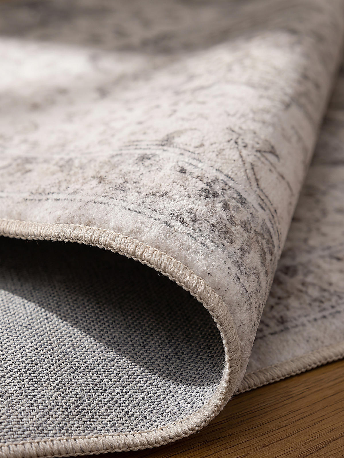 LÄUFER waschbar, mit floralen Ornamenten, VERNANTE in Beige-Grau, 80 x 250 cm - Beige, Textil (80/250cm) - KADIMA DESIGN